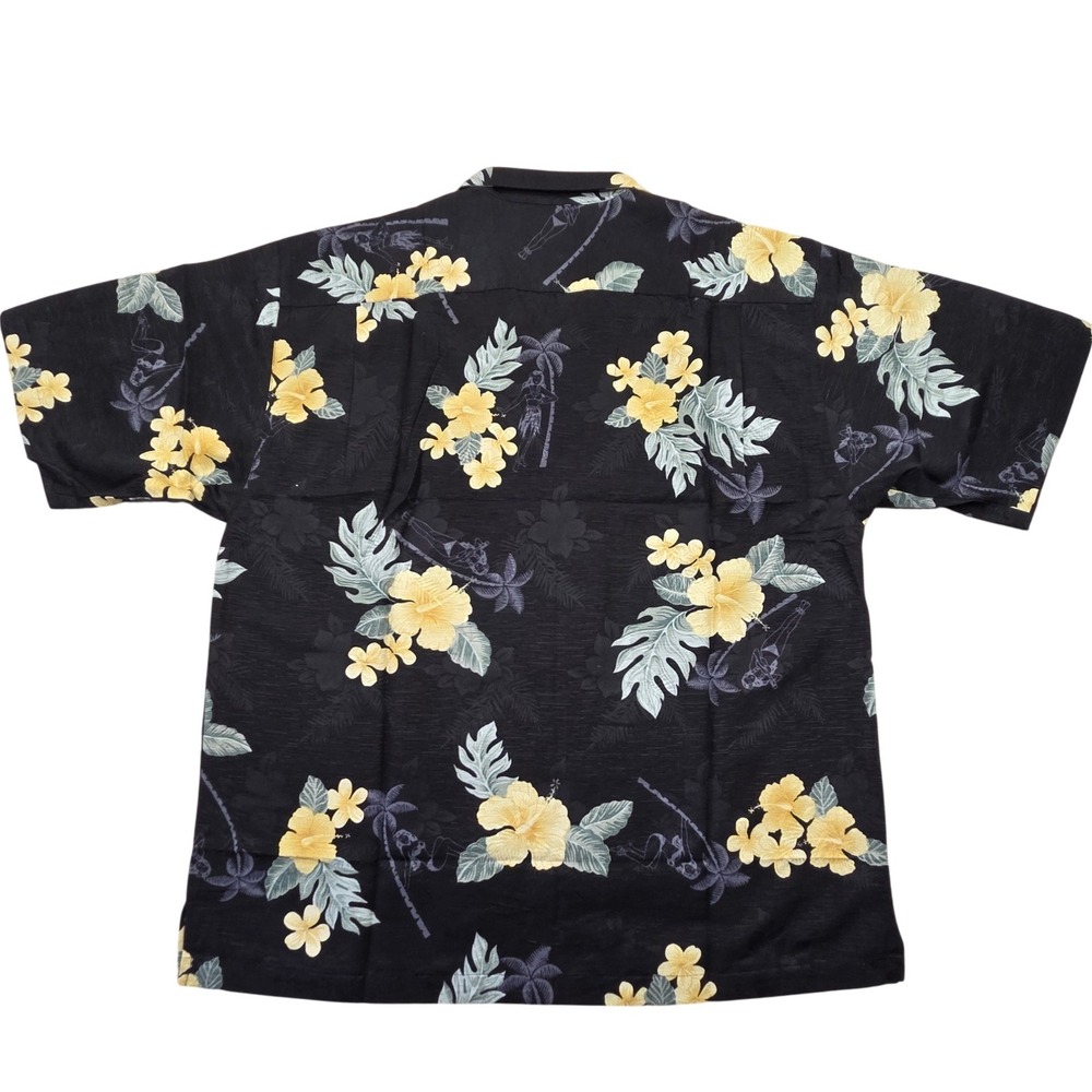 Tommy Bahama Silk Hula Girl Floral Hawaiian Camp Shirt Button Up Black Mens XL - Picture 3 of 7